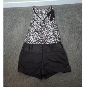 Y2K Studio Y Dressy Brown/White Animal Print Tank Top & Solid Brown Shorts Large